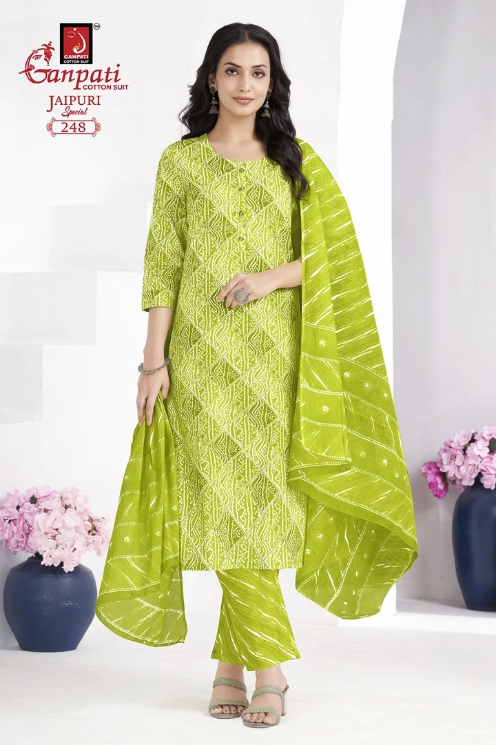 Ganpati Jaipuri Special Vol 10 Pure Cotton Wholesale Readymade Salwar Suit Catalog — Wholesale Salwar Suits, Ganpati wholesale from Surat — view 4